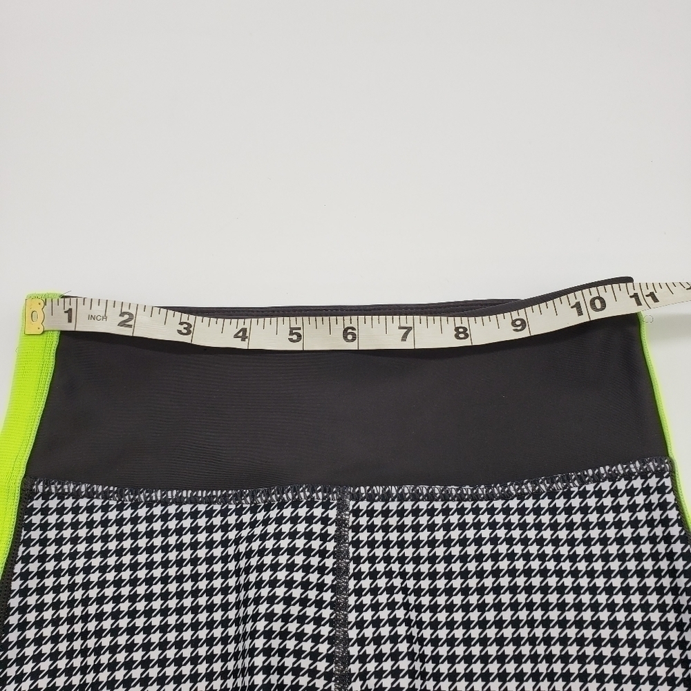 𝅺NYLORA women US XS Ardwell leggings black white houndstooth green stripe - Picture 10 of 11